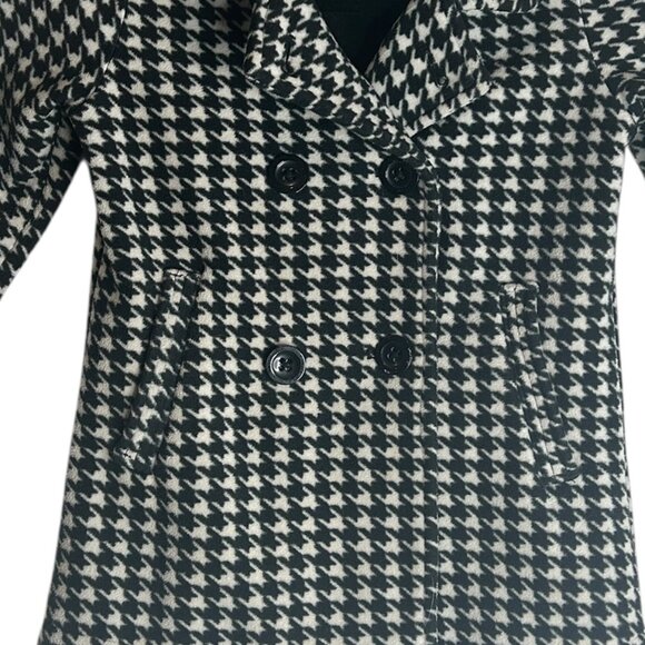 Nicole Miller Girls’ Houndstooth Pea Coat | Black White Winter Jacket Size 6/6X - Picture 4 of 4
